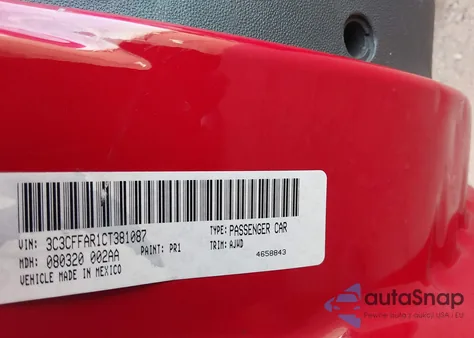 2012 Fiat 500 Pop from USA, damaged, VIN 3C3CFFAR1CT381087